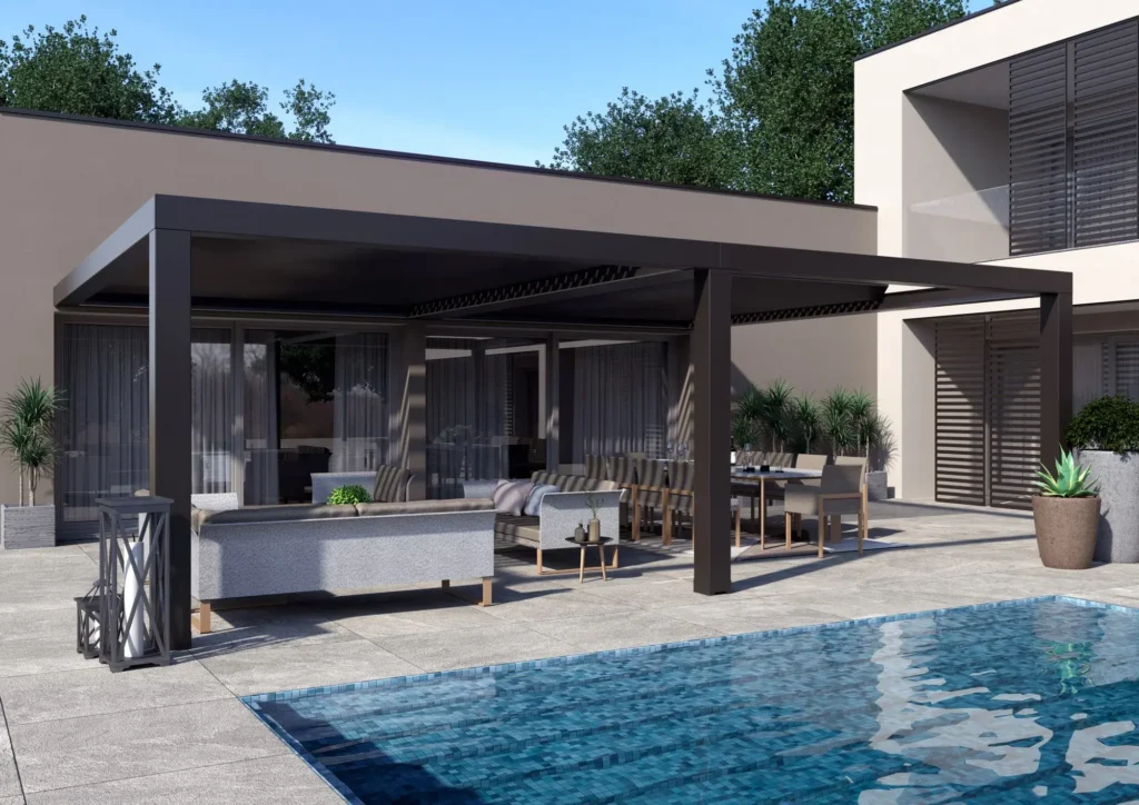 lamellendach-pergomove-vorderansicht-terrasse-pool-garten