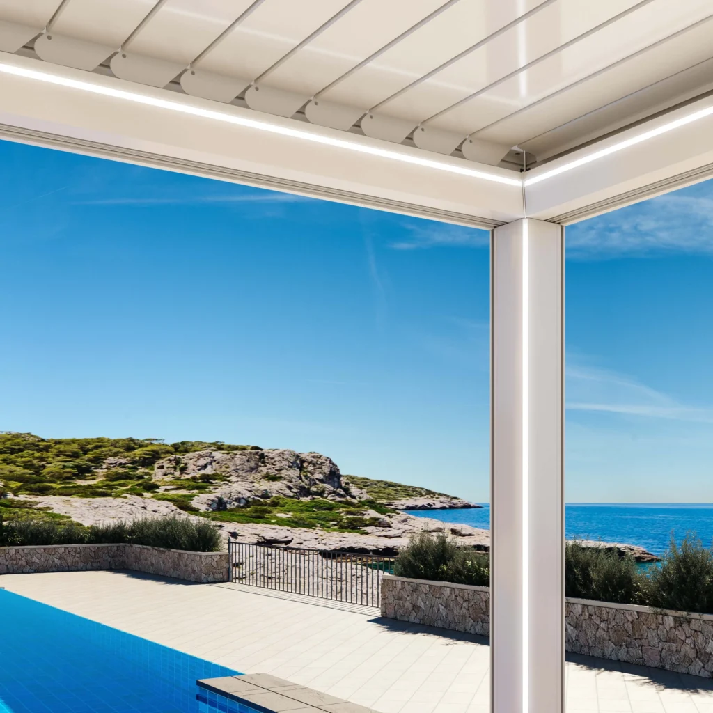 lamellendach-pergospace-aussenansicht-led-beleuchtung-close-up